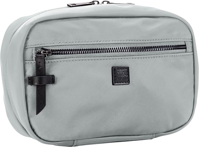The Tomorrow Kit, Hanging Toiletry Bag with Dual Compartments Organized Travel Toiletry Organizer with Hook Closure Made from Sturdy Water Resistant Nylon HNG-732-SLV Silver by MerzonTravel