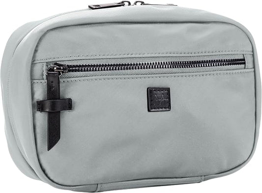 The Tomorrow Kit, Hanging Toiletry Bag with Dual Compartments Organized Travel Toiletry Organizer with Hook Closure Made from Sturdy Water Resistant Nylon HNG-732-SLV Silver by MerzonTravel