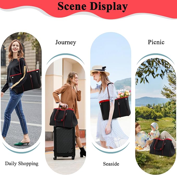 QOGiR Neoprene Multipurpose Beach Bag Tote with Inner Zipper Pocket … … … … - Image 7