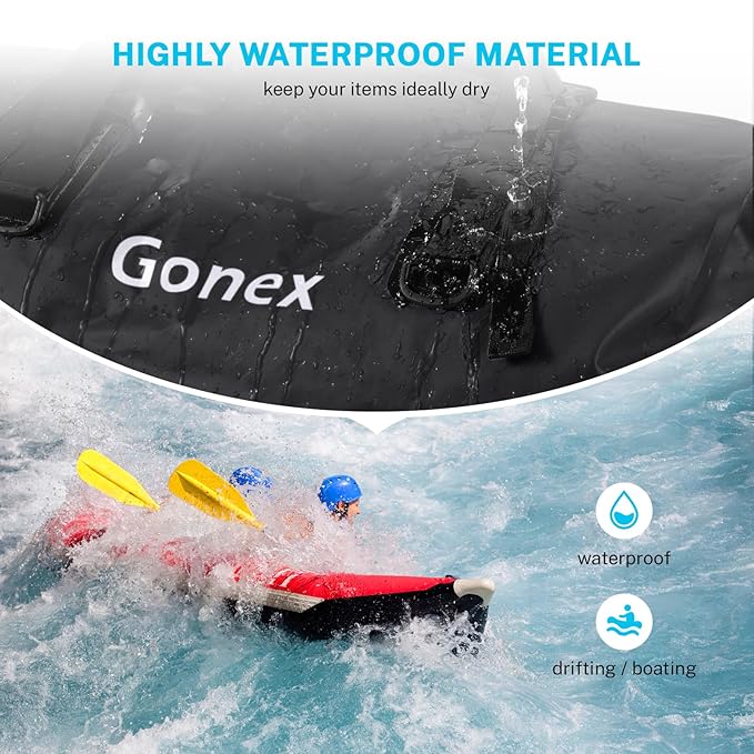 Gonex Extra Large Waterproof Dry Duffel Bag, Roll-Top PVC Gear Bag | Waterproof PVC, Roll-Top Closure, Wet Pocket, Shoulder & Hand Carry, Kayaking, Paddleboarding, Travel - Image 2