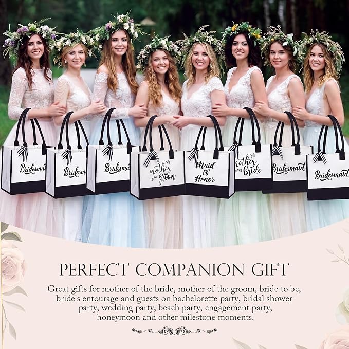 Sweetude 20 Pcs Bride Canvas Tote Bag Bulk with Makeup Bags Gifts for Bride Bridesmaid Tribe Wedding Engagement Bridal Shower - Image 7