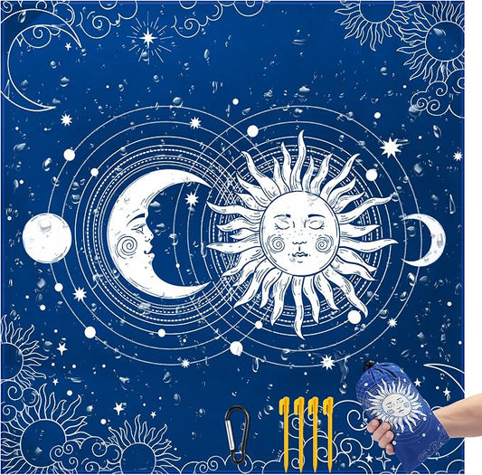 WIWIGO Beach Blanket Sandproof Extra Large Beach Mat Adults Waterproof Quick Drying Sand Free Mat Made by Premium Polyester with 4 Stakes & 4 Corner Pockets for Outdoor Travel Camping Hiking by WIWIGO