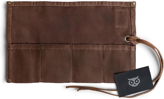 Hide & Drink, Waterproof Waxed Canvas Travel Watch Roll Organizer with 4 Slots, Easy Carry On Watchlover Storage, Handmade Travel Case, Honey Bourbon - Image 5
