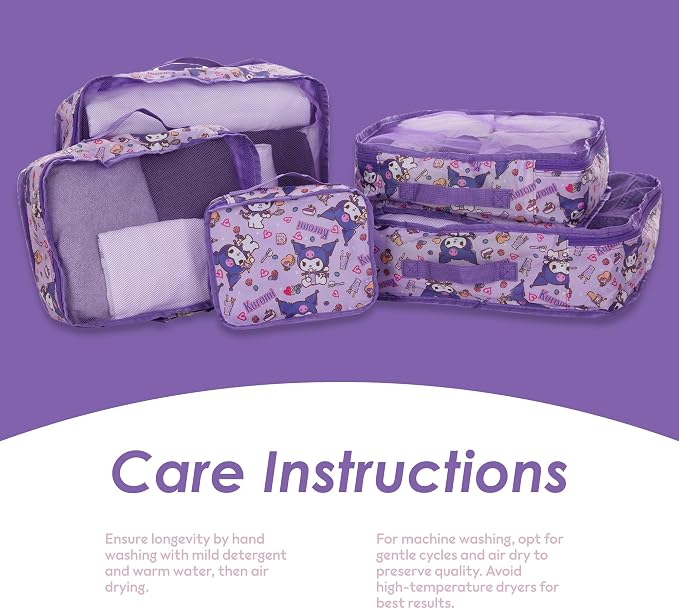 Sanrio's Hello Kitty Packing Cubes - 5 Piece Packing Cube Bags - Travel Essentials - Suitcase Luggage Organizer Set - Hello Kitty and Friends, My Melody, Kerromi, Kerropi, Badtz-Maru (Kerromi) - Image 2