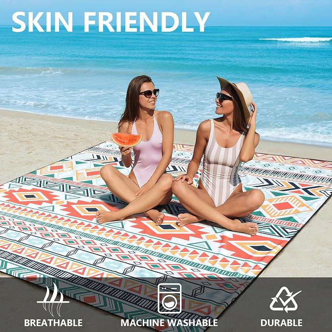 HIHOHO Beach Blanket Waterproof Sandproof Extra Large Beach Mat 79" X 83"/120"x108"for 1-8 Adults Quick Drying Durable Outdoor Picnic Mat for Beach Travel Camping Hiking - Image 4