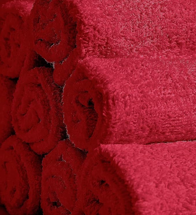 100% Cotton Washcloths 24 Pack (12x12 Inches) Soft, Highly Absorbent Washcloth, Face Towels, Wash Cloths for Face, Ring Spun, Bulk Pack (Red) - Image 9