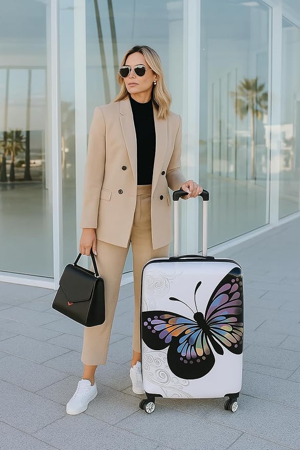 World Traveler Butterfly 24-Inch Polycarbonate Hardside Expandable Spinner Luggage with Enhanced Wheel System - Image 8
