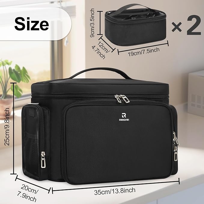 TANTO Large Makeup Organizer Bag, Professional Makeup Artist Bag Portable Travel Makeup Organizer with Detachable Dividers, 2 Pouches & Shoulder Strap, Cosmetic Storage for Beauty Enthusiasts - Image 4