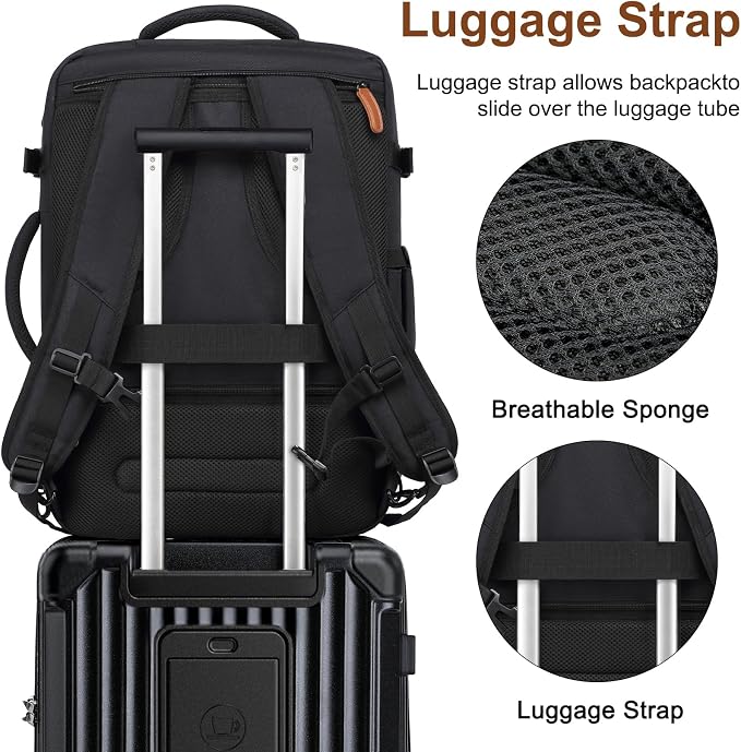 Joyway 20in Carry On Luggage with Cup Holder and USB Port, 25% Expandable Capacity, Smart Suitcase with Anti Slip Wheels and Backpack, Perfect for Men and Women 3 Piece Set Black - Image 5