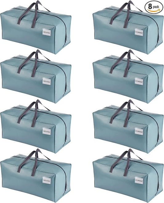 VENO 8 Pack Heavy Duty Moving Bags with Backpack Straps, Zippers & Handles, Extra Large Packing Bags for College Dorm Essentials, Moving Supplies Alternative to Cardboard Moving Boxes by Veno