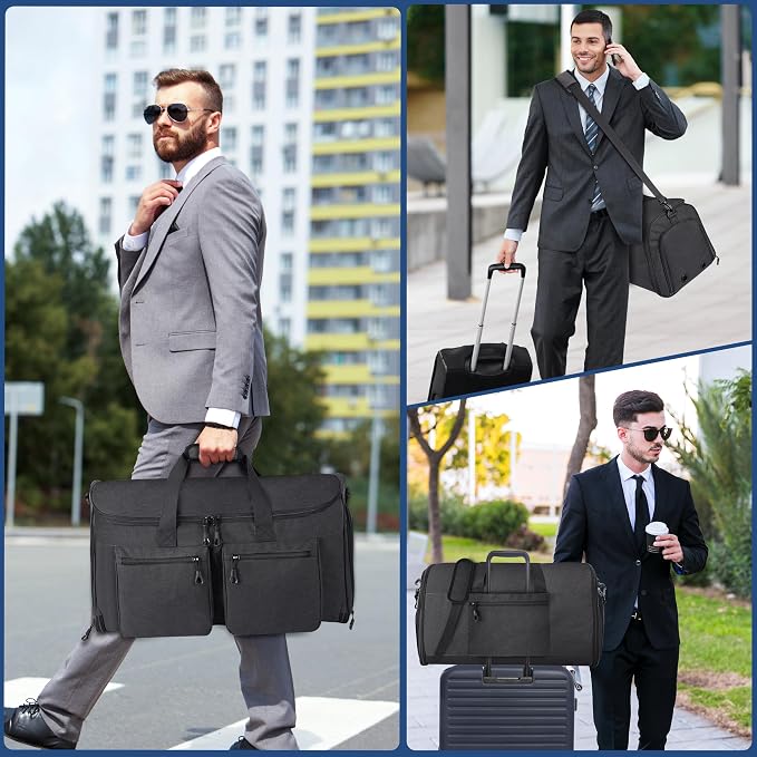 HILOMON Convertible Duffle Bags for Travel Carry On Suit Duffle Bags with Shoulder Strap 2 in 1 Hanging Garment Duffle Bag for Men Women - Image 7