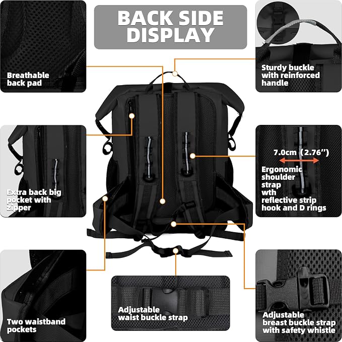 MORXPLOR Dry Bag Waterproof,5L/10L/20L/30L/40L/55L Roll Top Dry Bag Backpack with WaterProof Phone Case for Swim,Kayak - Image 6
