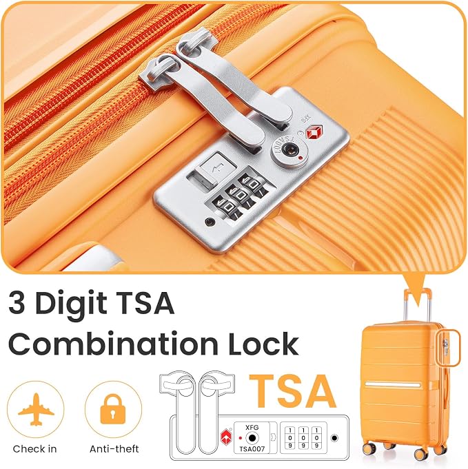 Merax Luggage Set 4 Piece Suitcase with Case Expandable Spinner Wheels Hardshell Airplane Approved Luggage Sets,Orange,14/20/24/28 - Image 6