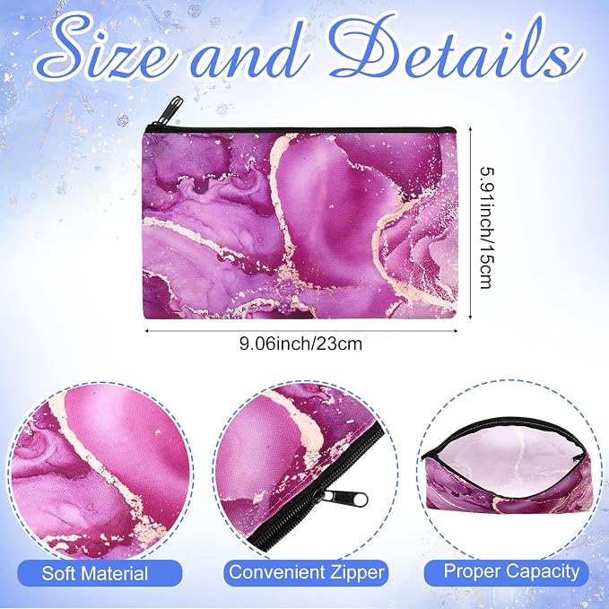 Hillban 36 Pcs Marble Makeup Bags Marble Gifts Cosmetic Bags for Women Travel Toiletry Pouch with Zipper Portable Organizer Pouch for Cosmetics Makeup Brushes, 12 Styles - Image 2