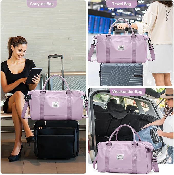 Travel Duffel Bag, Carry On Overnight Weekender Bags for Women | Travel Bag with Wet Pocket & Trolley Sleeve, For Spirit Airlines 18x14x8 Personal Item Bag - Image 7