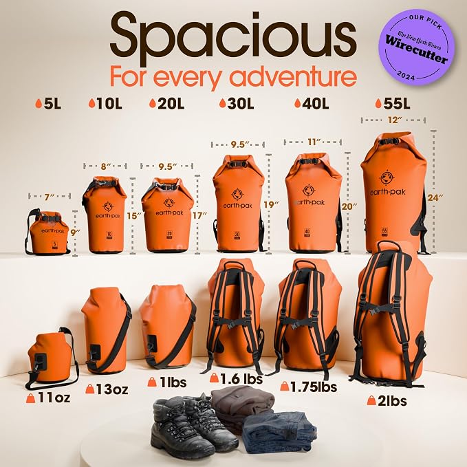 Earth Pak Waterproof Dry Bag - Roll Top Waterproof Backpack Sack Keeps Gear Dry for Kayak with Waterproof Phone Case - Image 2