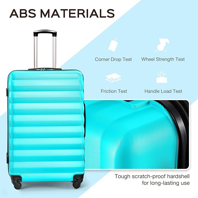 Luggage Sets 2 Piece, 20 Inch 28 Inch ABS Hardshell Suitcase Set with Spinner Wheels, Carry On and Checked Luggage for Women and 6 Piece Travel Organize Bags - Image 2