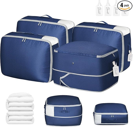 DIMJ Comforter Storage Bag 4 Pack - Blanket Storage Organizer Compression Bags, Large Capacity Ultra Space Saving Self Compression Organize for Bedding, Pillow, Duvet, Sheet Storage with Zipper Window by DiMJ