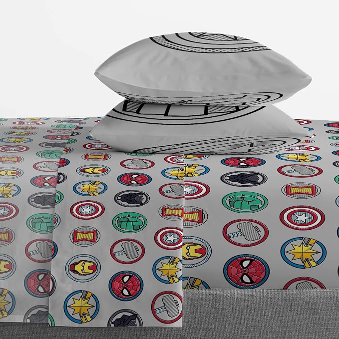 Marvel Avengers Iron Man Queen Comforter Set 7 Piece Kids Bedding, Multi | Hulk Captain America Thor, Bed in a Bag, Comforter Sheets Shams Pillowcases, Soft Microfiber, Machine Washable, Boys Gift - Image 4