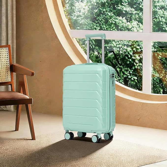 GDFStudio 20" ABS Hardshell Checked Luggage, Medium Capacity Travel Suitcase with Scratch Resistant Surface, 360° Silent Spinner Wheels, Combination Lock, Telescopic Handle and Side Hooks, Mint Green - Image 3