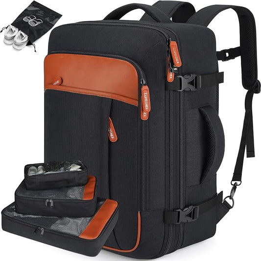 Lumesner 40L Expandable Carry On Travel Backpack with 4 Packing Cubes | Flight Approved, Fits 17 inch Laptop, Water-resistant, Suitcase Backpack, Business Weekender Luggage, Gift for Men & Women by Lumesner