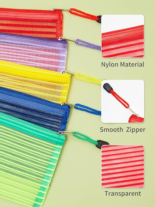 JARLINK Zipper Mesh Pouch, 40 Pcs multi-use Pencil Bags in 10 Colors | Multipurpose Pencil Pouch Bulk for School, Office Supplies, Cosmetics, Makeup&Travel Accessories, Solid Color - Image 3