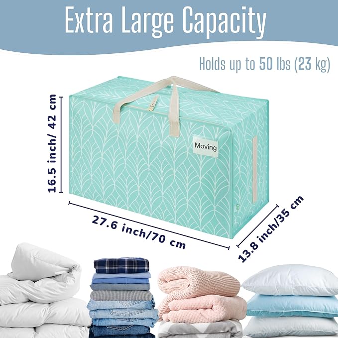 VENO 8 Pack Extra Large Heavy Duty Moving Bags with Wide Opening & Reinforced Handles, Reusable Storage Tote Bags with Strong Zippers for Clothes, College Dorm Essentials & Moving Supplies - Image 4