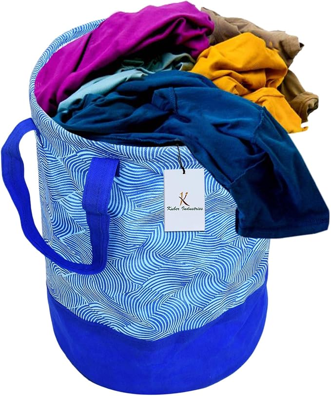 Kuber Industries Printed 2 Pieces Waterproof Canvas Laundry Bag, Toy Storage, Laundry Basket Organizer 45 L (Pink & Blue) CTKTC134639 - Image 2
