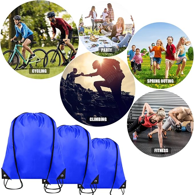 Grneric Drawstring Backpack Bulk 100Pcs Cinch Bag, Polyester Drawstring Bags for Gym Beach Sports Short Trip Party (Navy Blue) - Image 6