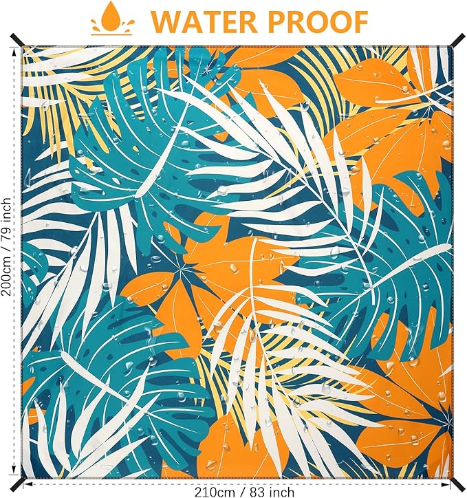 HIHOHO Beach Blanket Waterproof Sandproof Extra Large Beach Mat 79" X 83"/120"x108"for 1-8 Adults Quick Drying Durable Outdoor Picnic Mat for Beach Travel Camping Hiking - Image 2