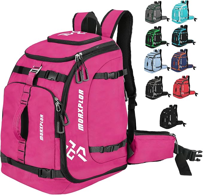 MORXPLOR Ski Boot Bag - 65L Padded, Waterproof Ski Travel Backpack for Gear & Accessories by MORXPLOR
