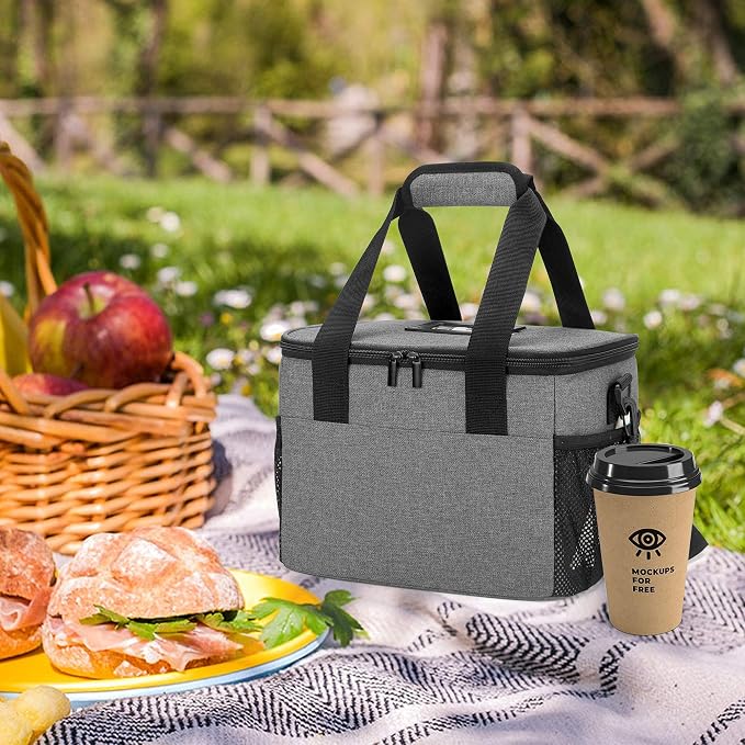 Trunab Reusable 6 Cups Drink Carrier for Delivery Insulated Caddy,Grey | Adjustable Dividers,Handle & Shoulder Strap, Beverages Tote Bag for Takeout or Travel - Image 5