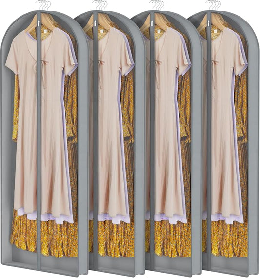 Zilink Luxury Breathable Fur Coat Storage Bags 60" Dress Bags for Gowns Long Mink Coat Garment Bag with 4" Gussted Wrinkle Free for Leather Jacket Fur Coats Puffy Dress Storage, Set of 4 by Zilink
