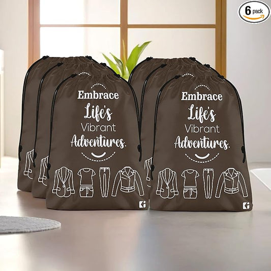 Kuber Industries Pack of 6 Cloth Storage Bag | Non-Woven Storage Organizer | Travel Cloth Carrying Bag | Garments Cover for Laundry | Storage Organizer for Clothing | Medium | Brown by Kuber+Industries