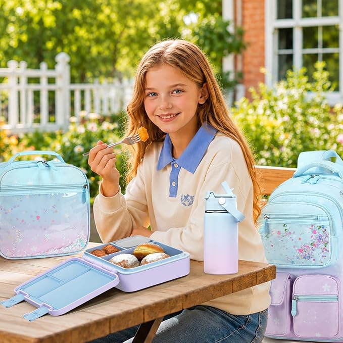 ACESAK Kids Backpack for Girls, Mermaid Backpack with 43OZ Lunch Box & 14OZ Water Bottle, Lunch Bag Set for School, Girls Bookpack for Elementary Middle school Teen Student(Blue Purple) - Image 5