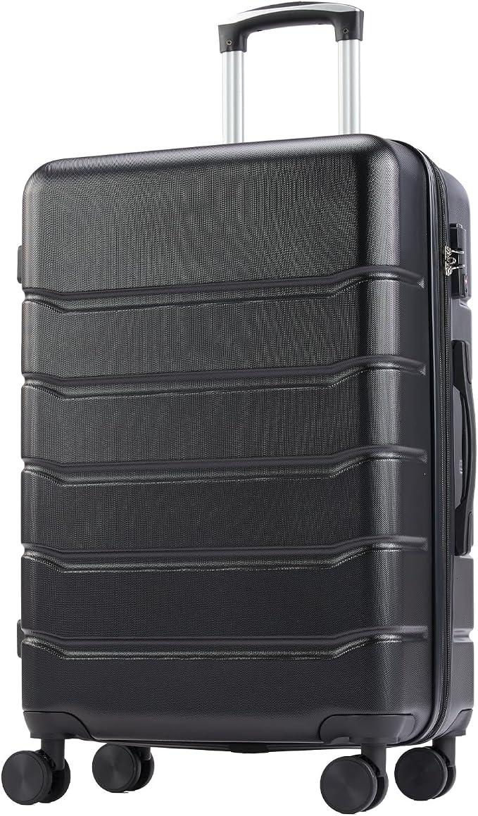 OLIXIS 28 Inch Luggage, Hardside Checked Suitcase with Spinner Wheels, Lightweight ABS Hard Shell Travel Luggage, TSA Approved Lock, Expandable Large Suitcase for Business & Travel–Black by OLIXIS