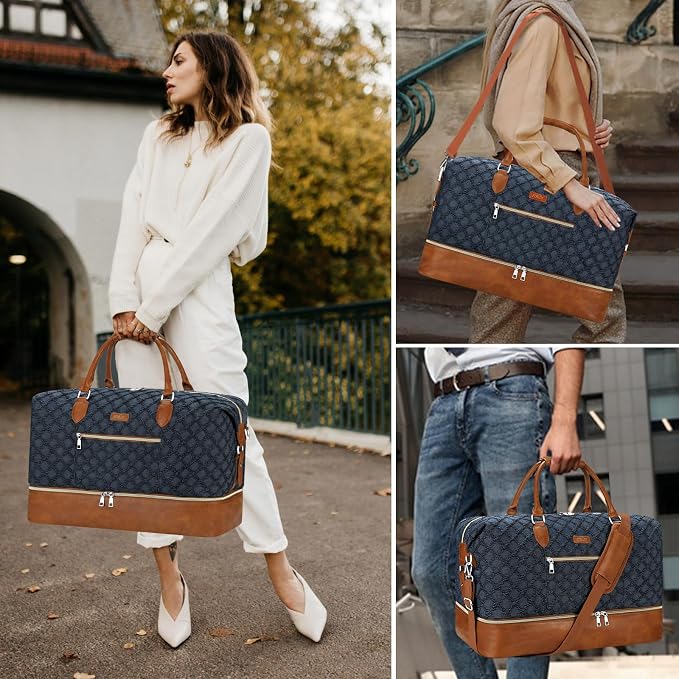 ITIEZY Weekender Overnight Bag for Women - Large Travel Duffel Bag with Shoe Compartment, Gym Duffel Bag Hospital Bag Carry On Tote Bags for Airplanes with Crossbody Bag Toiletry Bag 3Pcs Set - Image 6