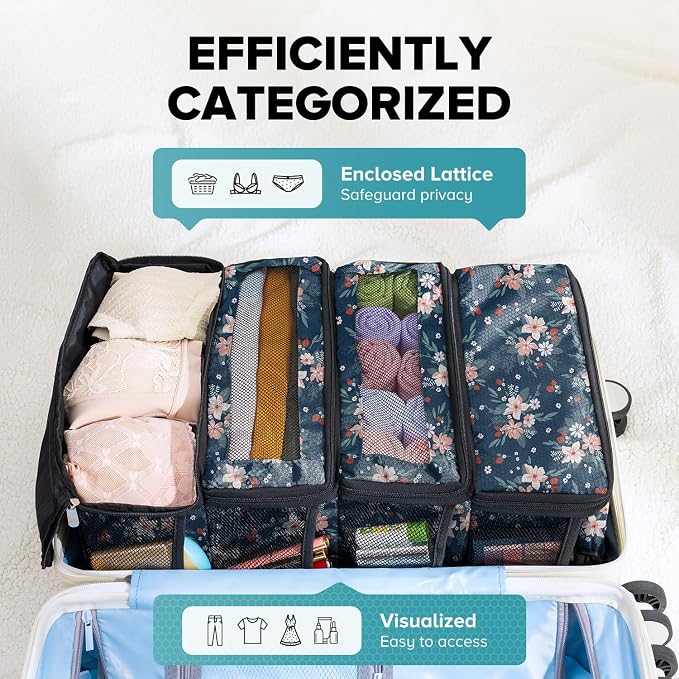 Suitcase Organizer, Travel Luggage Organizer Hanging Shelves Packing Cube Closet/Collapsible Portable Travel Organizer for Carry-on - Image 3
