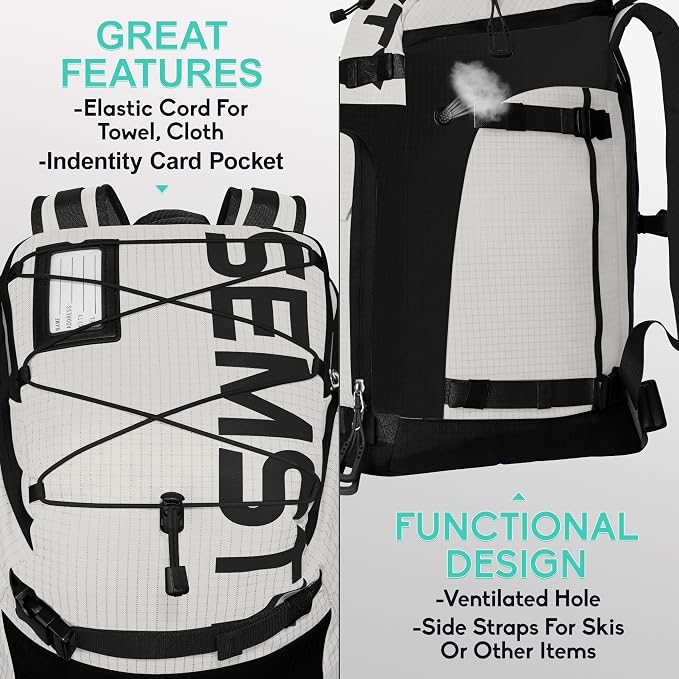 Ski Boot Bag, 55L/70L Waterproof Ski and Snowboard Boots Travel Backpack for Skis, Snowboard, Ski Helmet, Goggles, Gloves & Accessories - Image 4