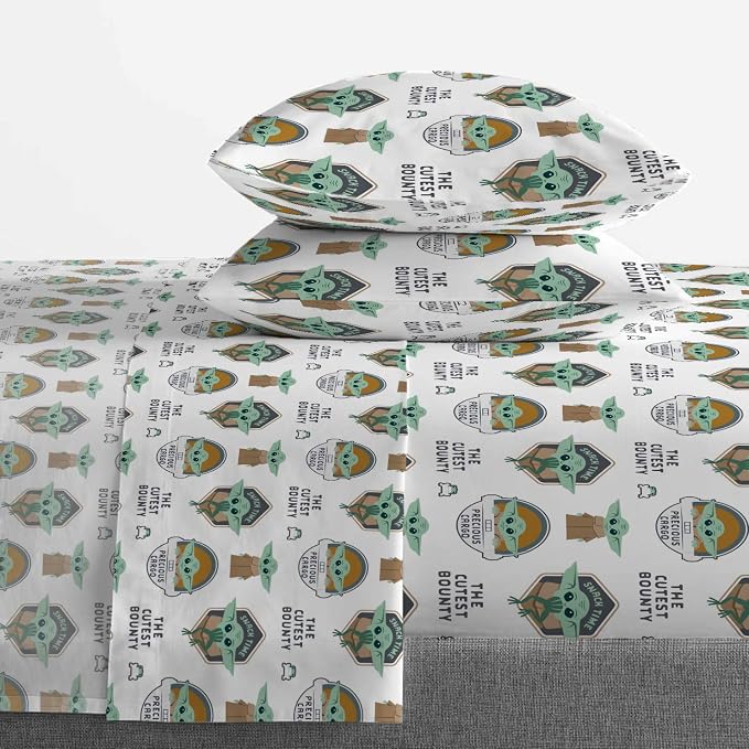 Star Wars Mandalorian Full Size Comforter Set 5 Piece Kids Bedding, Gray | Grogu Baby Yoda, Comforter Sheets Pillowcases, Official Product, Soft Microfiber, Machine Washable, Easy Care, Kids Gift - Image 5