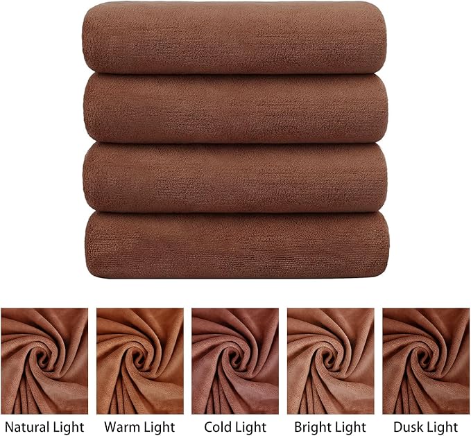 JML Microfiber Bath Towels, Bath Towel 4 Pack 30" x 60", Oversized, Soft, Super Absorbent and Fast Drying Bathroom Towel Set for Sport, Fitness, Yoga (Brown) - Image 2