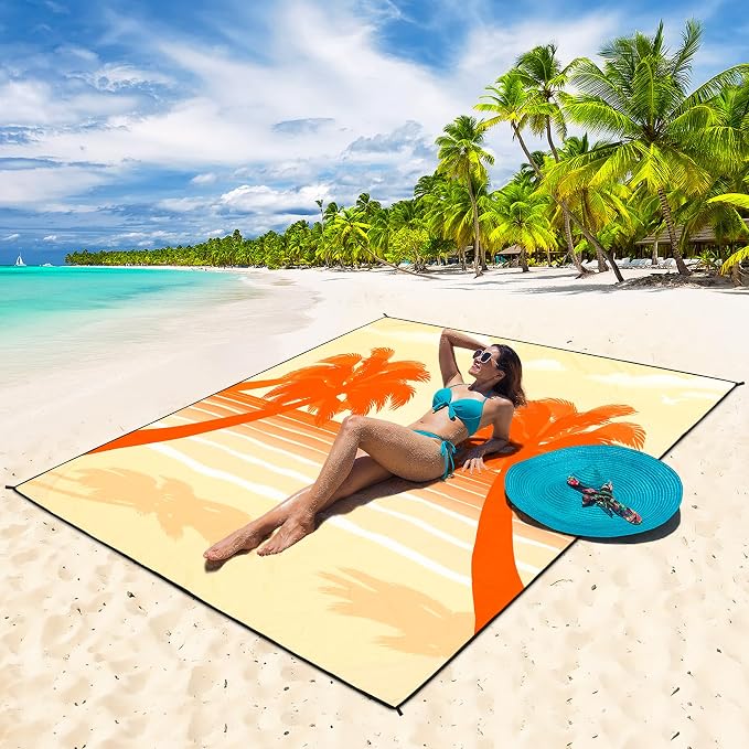 HIHOHO Beach Blanket Waterproof Sandproof Extra Large Beach Mat 79" X 83"/120"x108"for 1-8 Adults Quick Drying Durable Outdoor Picnic Mat for Beach Travel Camping Hiking - Image 5