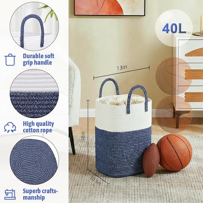 Artfeel Laundry Basket,Woven Cotton Rope Laundry Hamper,80L Versatile Storage for Dirty Clothes,Baby Toys,and Blankets in Bathroom, Nursery,and Living Room - Image 2