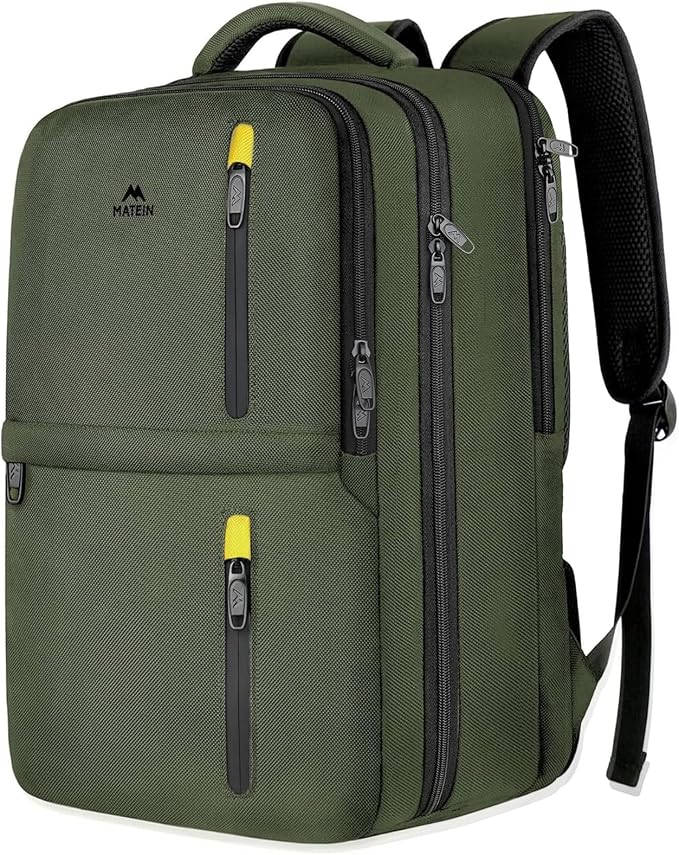 MATEIN Green Travel Backpack 45L, Luggage Backpack for Travel Carry On | Flight Approved, Large Capacity, 18 Inch Backpack Suitcase, Overnight Weekend Travel Bag, Laptop Compartment, Lots of Pockets by MATEIN