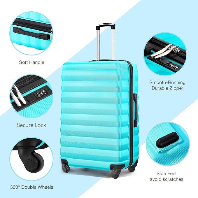 Luggage Sets 2 Piece, 20 Inch 28 Inch ABS Hardshell Suitcase Set with Spinner Wheels, Carry On and Checked Luggage for Women and 6 Piece Travel Organize Bags - Image 3