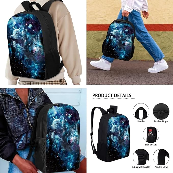 AFPANQZ Kids Backpack 3 Pieces Set Large Capacity School Bags with Heat Insulated Lunch Bags Small Pencil Bags 3 Pack - Image 4