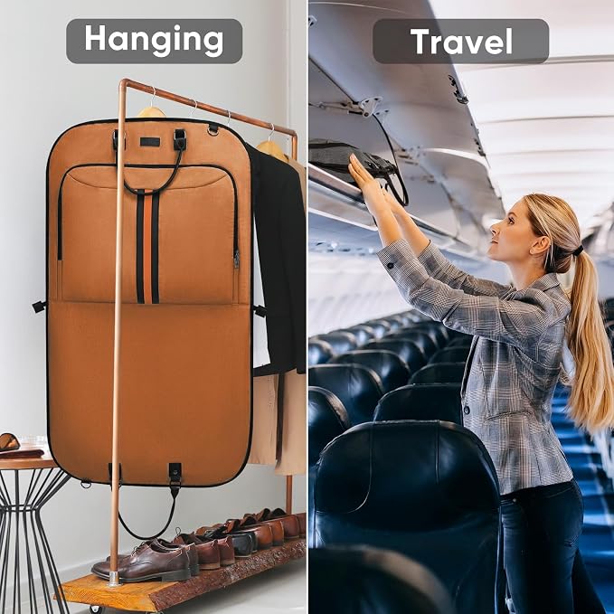BALEINE Travel Garment Bag, Travel Suit Bag for Men, 42'' Waterproof Carry on Garment Bag for Hanging Clothes, Garment Duffel Bag for Travel Business (Orange) - Image 6