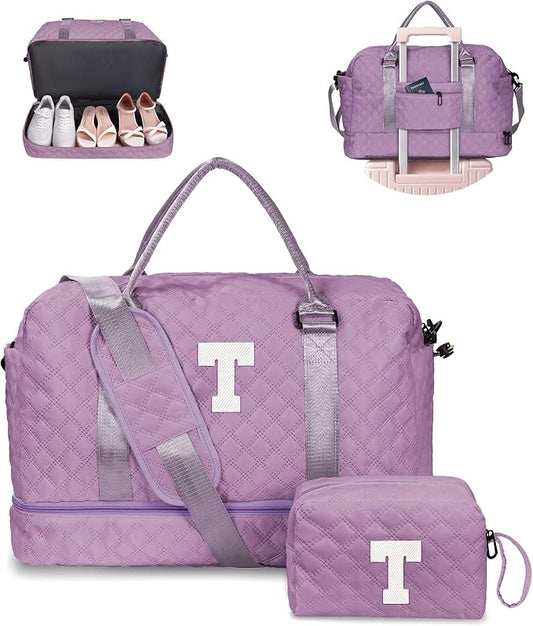 Women's Gifts - Personalized Duffle Bag with Shoe Compartment, Weekender & Overnight Bag for Tween Travel, Graduate Gift by Vogewood