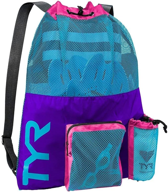 TYR Unisex's Big Mesh Mummy Backpack Bag, Purple/Blue/Pink, 40L - Image 2