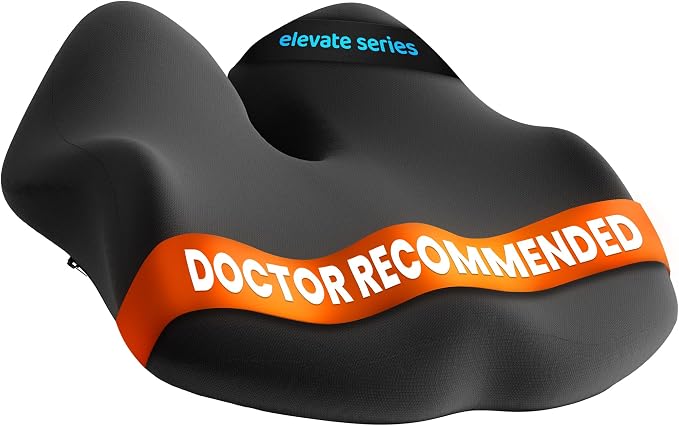 Elevate Series by Everlasting Comfort Doctor Recommended Memory Foam Seat Cushion for Office Chairs & Car - Ergonomic Desk Accessories - Cushions for Tailbone Pain Relief (Charcoal Black, Large) by EverlastingComfort